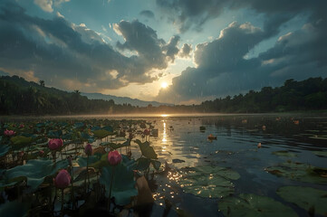 Beautiful image of Riverbank at Dusk in Monsoon
