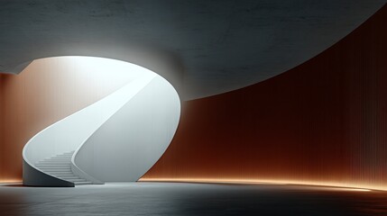 Modern Architecture  White Spiral Staircase in Brown Wood Interior