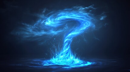 Mystical Blue Vortex: A swirling energy column emerges from the depths, captivating with its ethereal glow and mesmerizing movement.