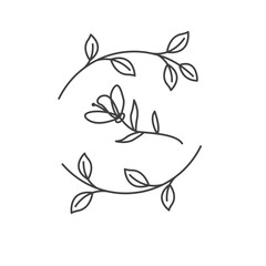 floral vector line element for decorative design