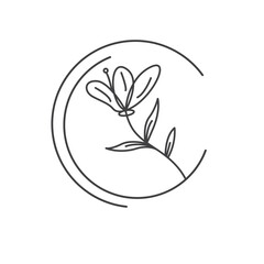 floral vector line element for decorative design