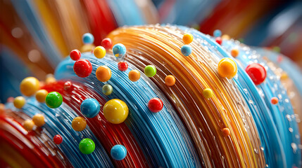 of fluid painting with vibrant saturation and scattered elements