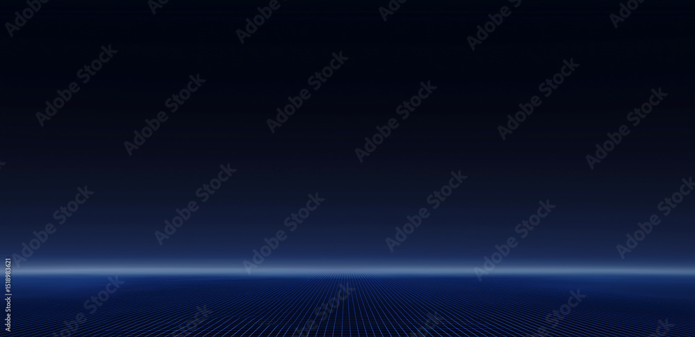Poster this picture shows a horizontal blue light line spanning across a deep black background, creating a 