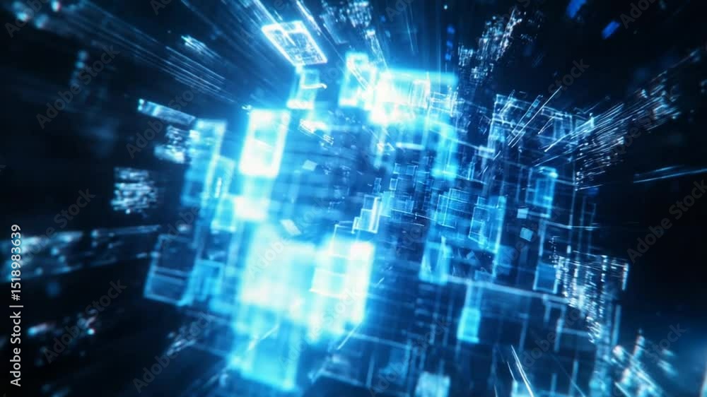 Poster futuristic digital data stream flying through the abstract visualization concept
