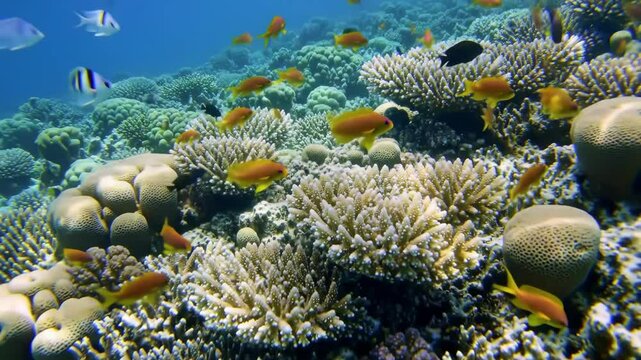 Vibrant Coral Reef Ecosystem with Colorful Fish