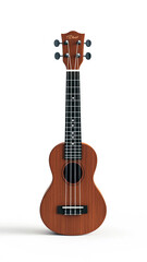 Fototapeta premium Beautiful realistic ukulele instrument in brown wood texture isolated on white background