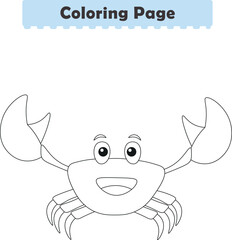 Funny cartoon crab. Coloring pages. Vector illustration