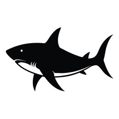 Black and White Shark Illustration Minimalist Sea Creature Design Element for Logos