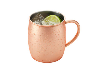 Rose Gold Moscow Mule Mug with Drink isolated on transparent baackground