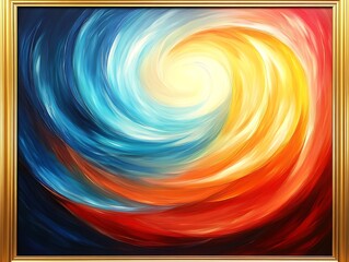 Captivating spiral abstract art framed with luminous color transition
