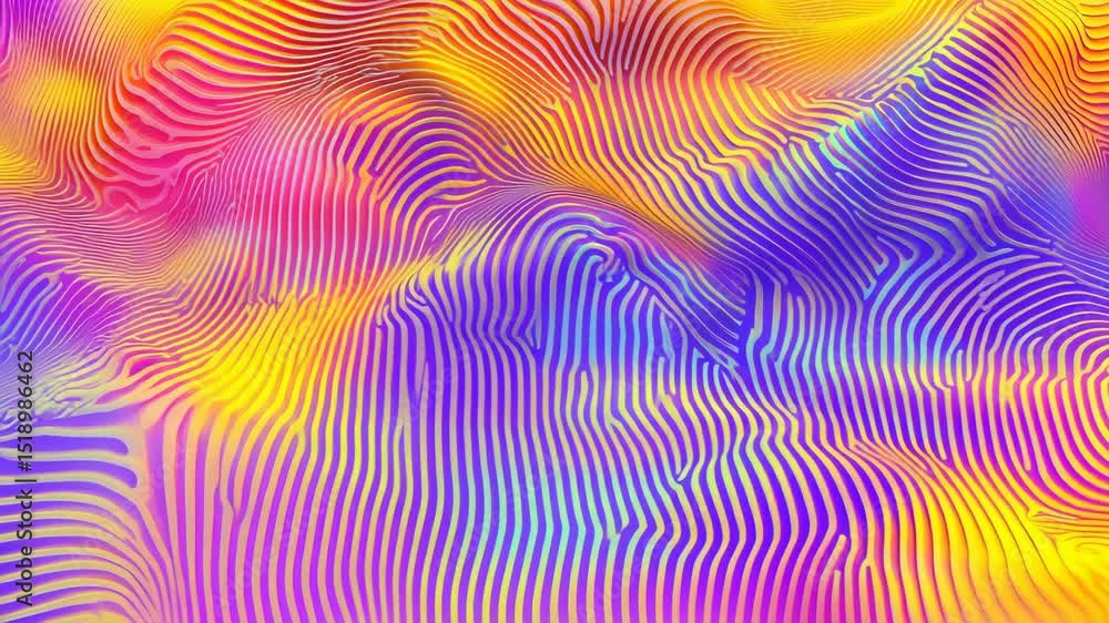 Aufkleber vibrant abstract background with colorful wavy lines creating dynamic 3d effect yellow, pink