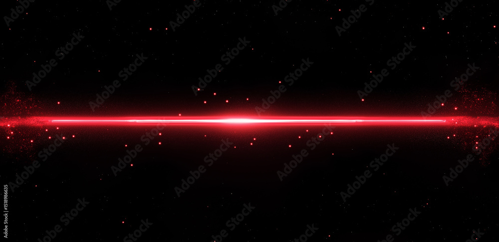 Poster this image displays a red laser beam crossing through a dark background, creating a strong visual im
