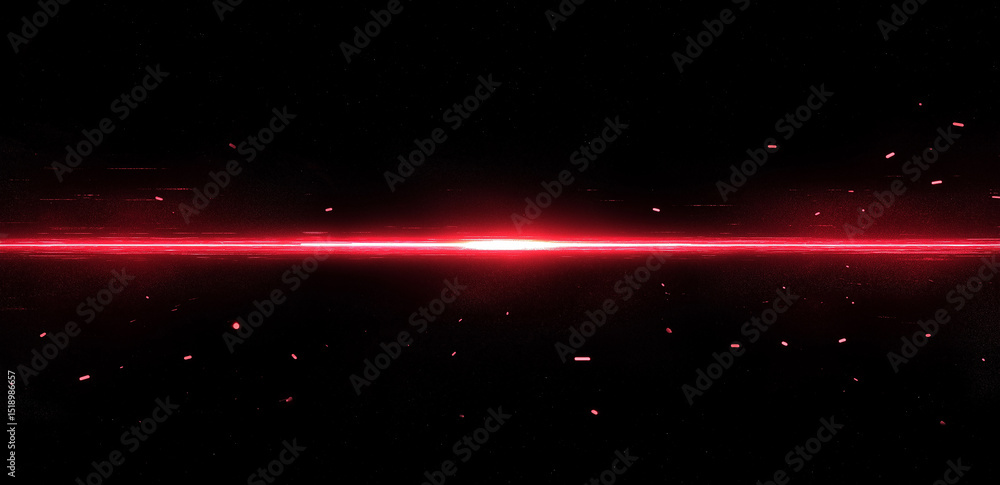 Poster this image displays a red laser beam crossing through a dark background, creating a strong visual im