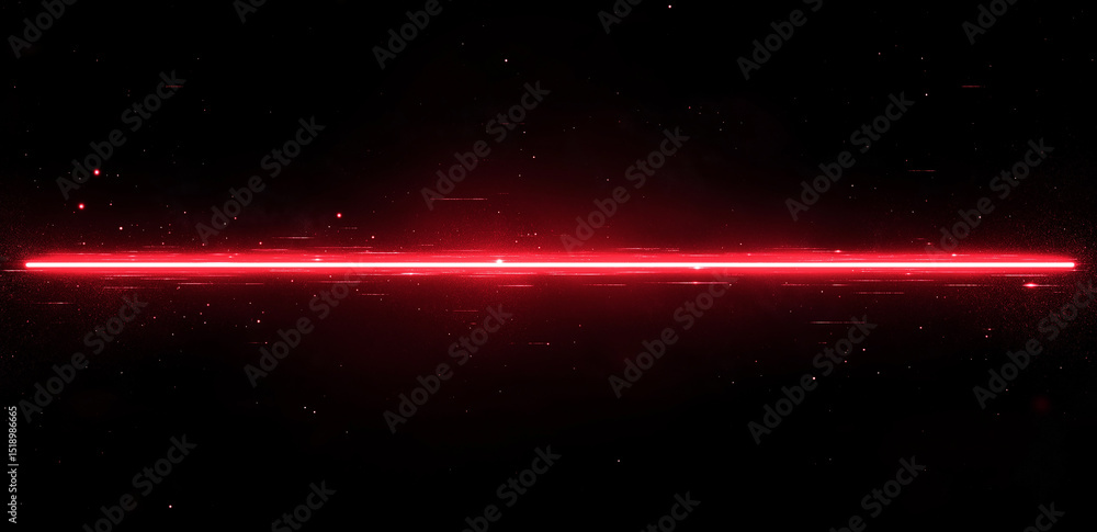Aufkleber this image displays a red laser beam crossing through a dark background, creating a strong visual im