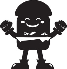 Burger mascot silhouette design food vector Person face shape burger food