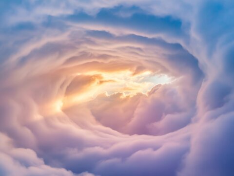 Heavenly hole in the clouds sunset sky - Powered by Adobe