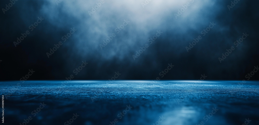 Aufkleber this image displays a deep blue ground with a hazy smoke background, creating a mysterious and tranq