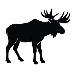Fototapeta premium Majestic Moose Silhouette Wildlife Art Print, Nature Illustration, Mammal Icon, Design