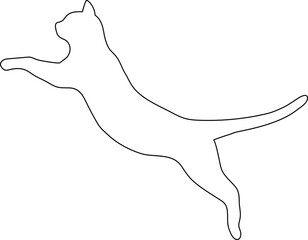 Cute Cat Jump Outline Shape Illustration