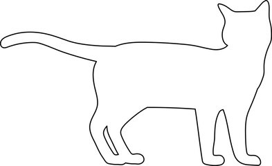 Cute Cat Outline Shape Illustration