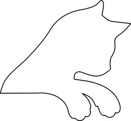 Cute Cat Peeking Border Outline Shape Illustration
