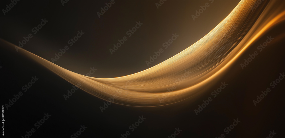 Poster this image displays a flowing golden curve on a dark background, with soft and elegant lines, full o