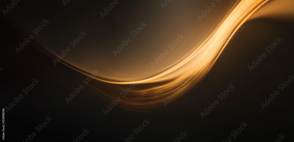 Poster this image displays a flowing golden curve on a dark background, with soft and elegant lines, full o