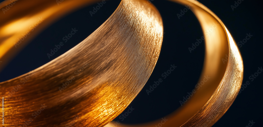 Poster this image displays a golden spiral object with a smooth and glossy surface, appearing very elegant 