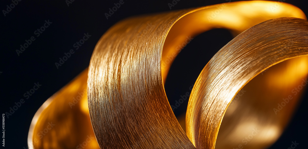 Poster this image displays a golden spiral object with a smooth and glossy surface, appearing very elegant 