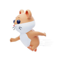 Hamster Running 3D Illustration.