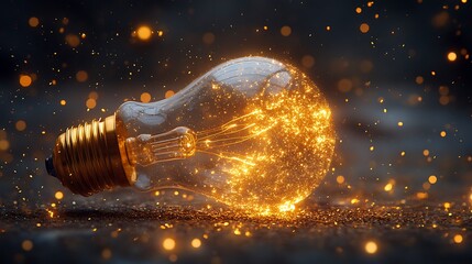 A Glowing Lightbulb with Starry Illumination, Representing Innovation and Ideas