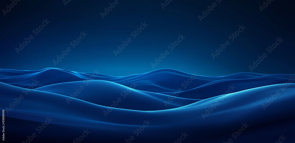 Poster this image displays a deep blue wave with smooth and elegant lines, appearing mysterious and serene 
