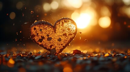 Golden heart glows with ephemeral beauty in a sunlit, autumnal landscape