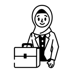 A doodle style icon of muslim businesswoman
