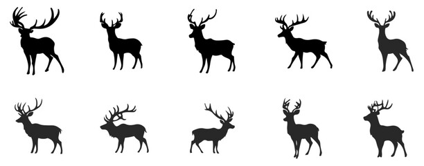Deer icons set Silhouettes. vector. editable	
