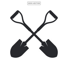 set of shovel vector icon illustration on transparant background
