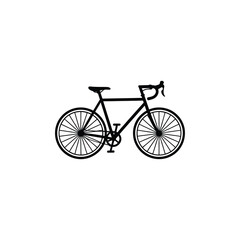 Fototapeta premium Silhouette of a Stylish Road Bicycle with Drop Handlebars and Thin Tires on White Background