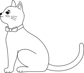 Cute Cat Sit And Peace Handdrawn Outline Coloring