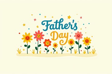 Fototapeta premium Father's day celebration with colorful flowers happy vibes graphic design bright background festive mood