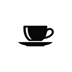 Obraz premium Simple Black and White Coffee Cup Icon Illustration on Saucer