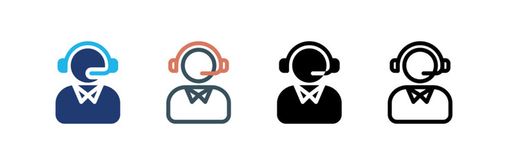 Customer Service icon set multiple style collection