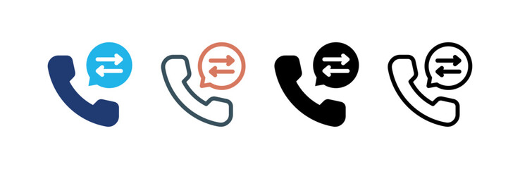 Call Forwarding icon set multiple style collection