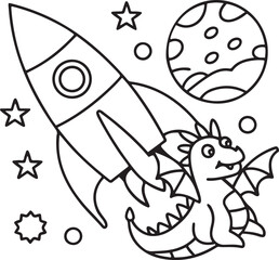 Adorable Cute Rocket Coloring Pages - Fun Spacecraft & Kawaii Rocket Ship Designs for Kids, Printable PDF, Easy & Whimsical Space Art & Illustration