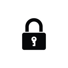 Simple Black Padlock with Keyhole Icon for Security and Protection Concepts