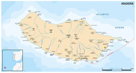 Map of the Portuguese island of Madeira