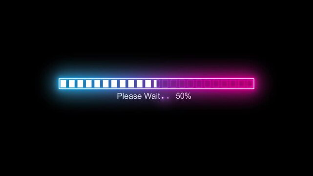 Please Wait Minimal Neon Glowing Loading Bar Animation for Clean Futuristic UI Designs