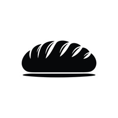 Simple Black Silhouette of Loaf of Bread Isolated on White Background