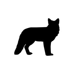 Fox silhouette vector flat illustration on white background.
