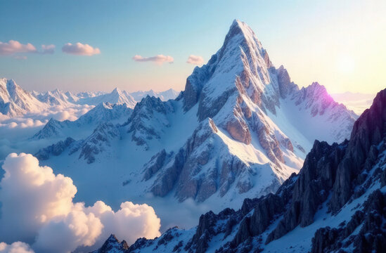 Beautiful mountain range, snowy mountain top