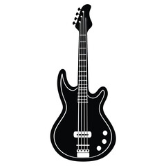 Bass guitar icon silhouette single white background icon